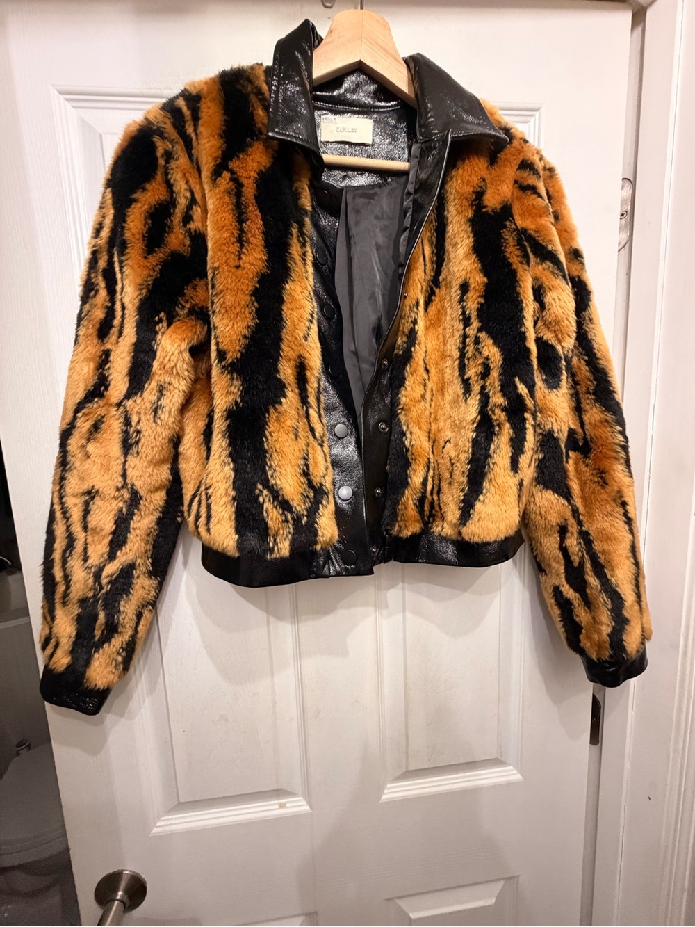 Capulet Faux Fur Tiger-Print Bomber Jacket - Black & Tan